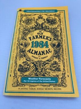 Old Farmer's Almanac 1984 Vintage Yellow & Teal Cover